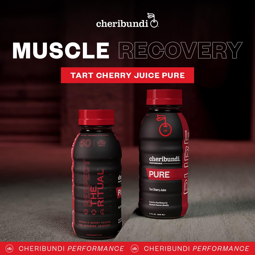 Cheribundi 100% Tart Cherry Juice Pure | Unsweetened Tart Cherry Juice | Athletes Recovery Drink | Promotes Restorative Sleep, M