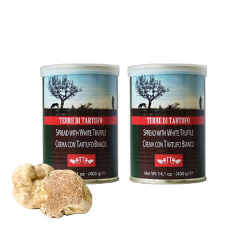 Terre di Tartufo White Truffle Sauce | Gourmet Spread with White Truffle | Crema con Tartufo Bianco | 14.1oz (400g) (Pack of 2)