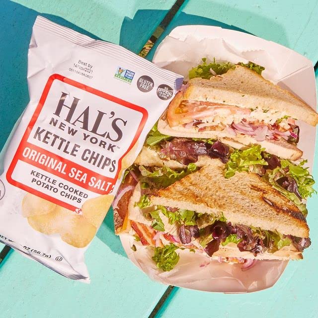 Hal'S New York Kettle Cooked Gluten Free Original Sea Salt Salted Potato Chip Crisps, 2 Oz (Pack Of 6)