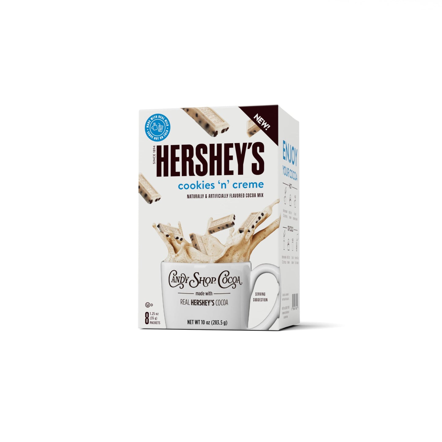 Candy Shop Cocoa HERSHEYS COOKIES N CREME Cocoa Mix Hot Chocolate Make Hot or Iced Cocoa Made With Real Milk Gluten Free 1.25 oz Packet (8 count)