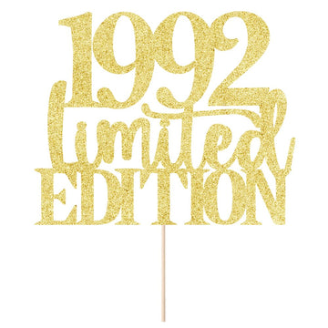 Limited Edition 1992 Cake Topper 33Th Birthday Happy Birthday Cake Topper Men And Women Cheer 33 Years Old Handmade Golden Glitt