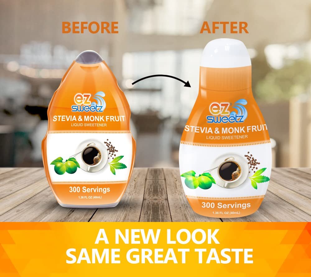 Ez-Sweetz Stevia & Monk Fruit (2 Pack | 1.36Oz - Liquid Sweetener 300 Servings/Bottle)