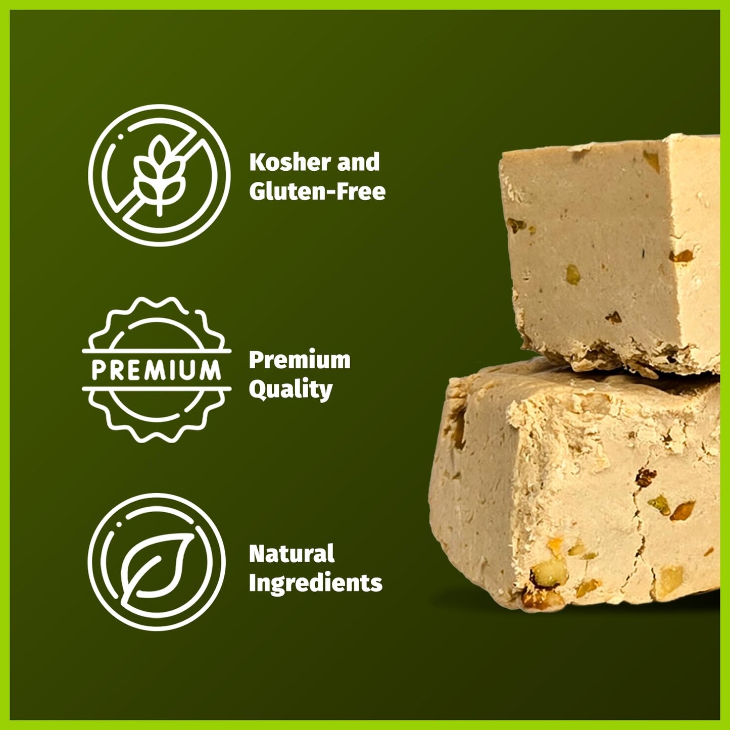 Oppenheimer USA Sesame Halva with Pistachio - Vegan, Kosher Sweet Treats - 16oz (454g) - Perfect for Any Occasion