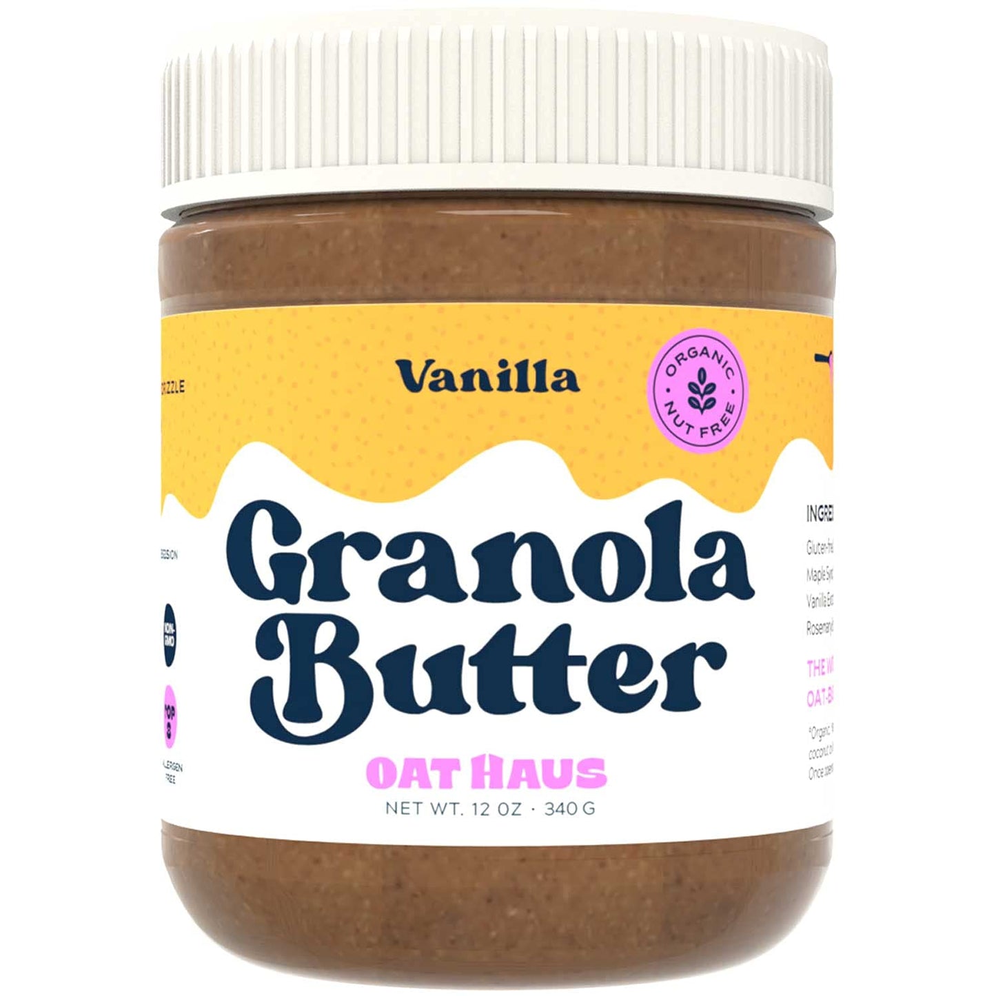 Oat Haus Organic Vanilla Granola Butter  Peanut-Free, Almond (Tree-Nut) Free, & School-Safe (Top 8 Allergen Free)  Sunflower See
