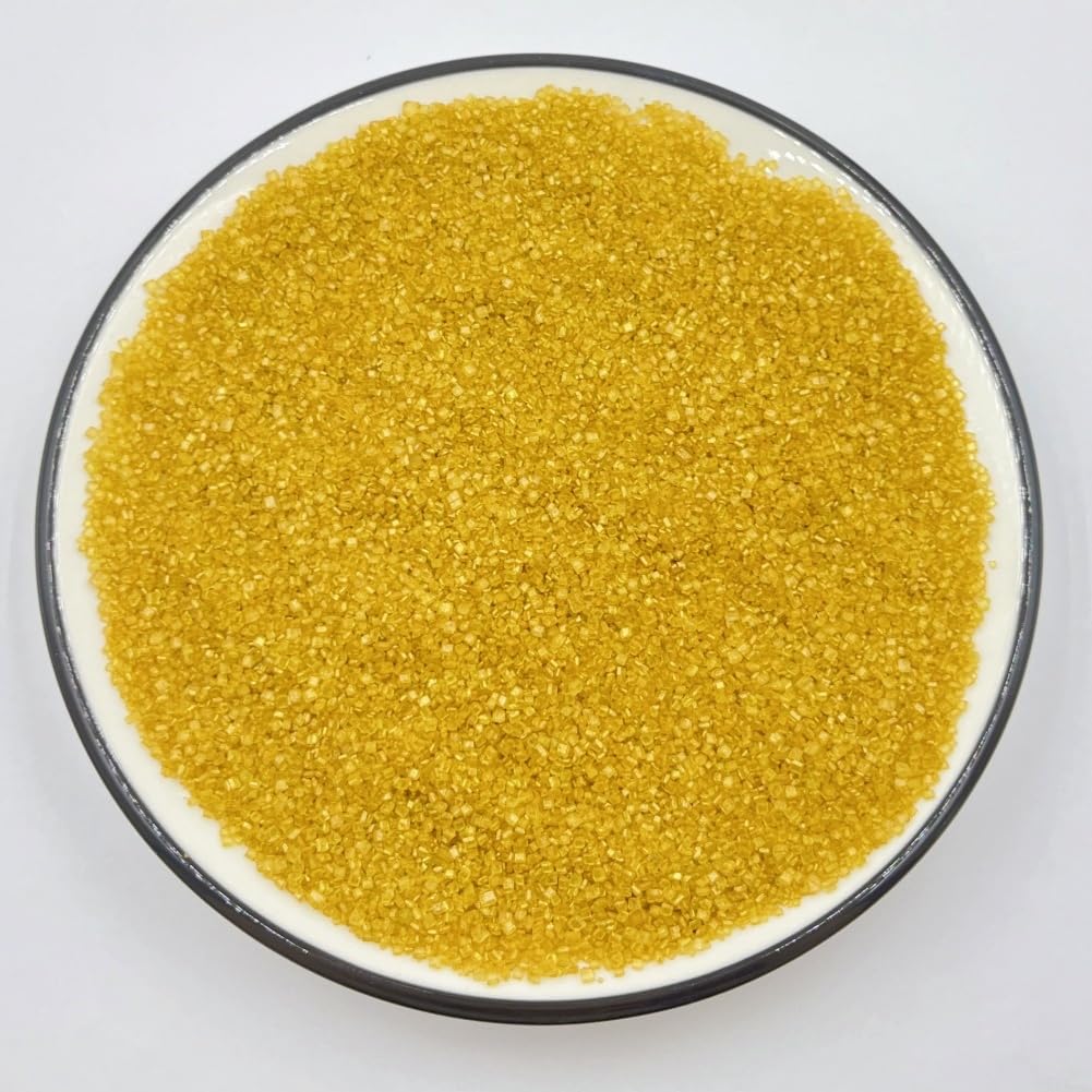 Senchanting Gold Sanding Sugar Sprinkles, Edible Crystal Gold Sanding Candy Sugar For Cake Decorating Wedding Party Baking Cupca