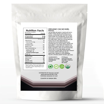 Mayans Secret = 1Lbs Usda Certified Cacao Nibs Organic Cocoa Nibs Raw Organic Superfood, Gluten Free Pure Delicious Chocolate Es
