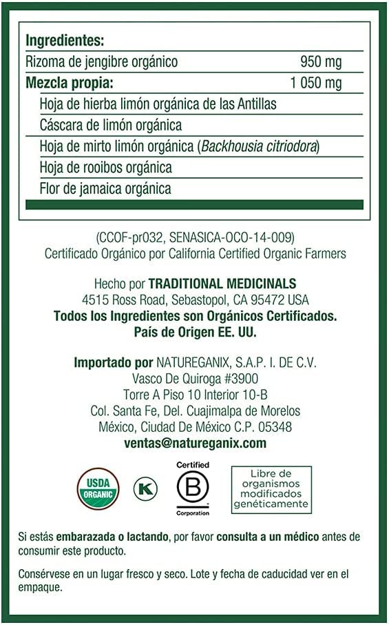 Traditional Medicinals Organic Lemon Ginger Tea, 16 Count (Pack Of 4) - Total 64 Tea Bags