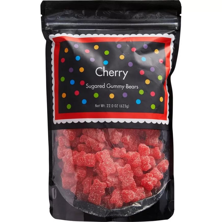 The Hampton Popcorn Company Red Gummy Bears, Cherry Flavored, 1.3 Pound Resealable Bag