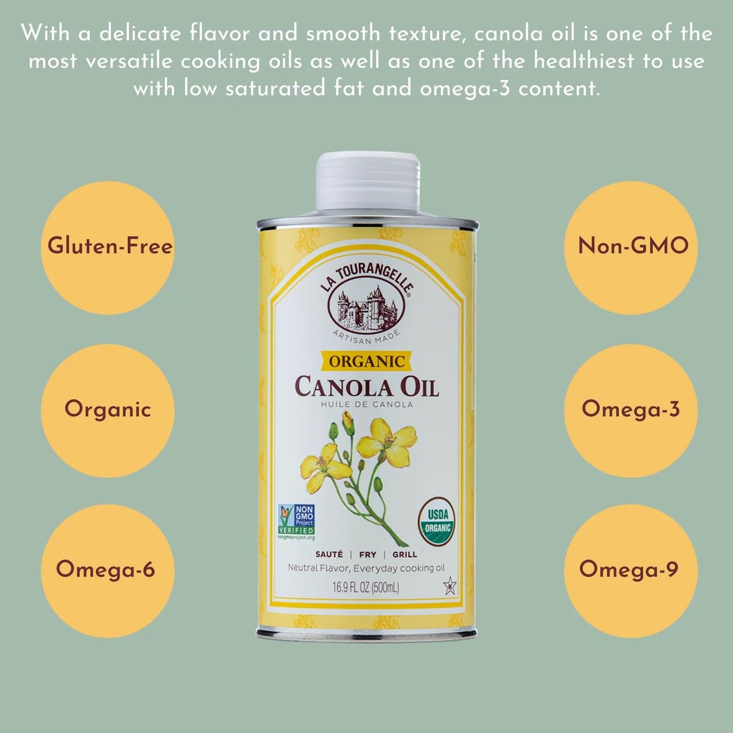 La Tourangelle Organic Canola Oil, Expeller-Pressed Non-GMO, 16.9 fl oz