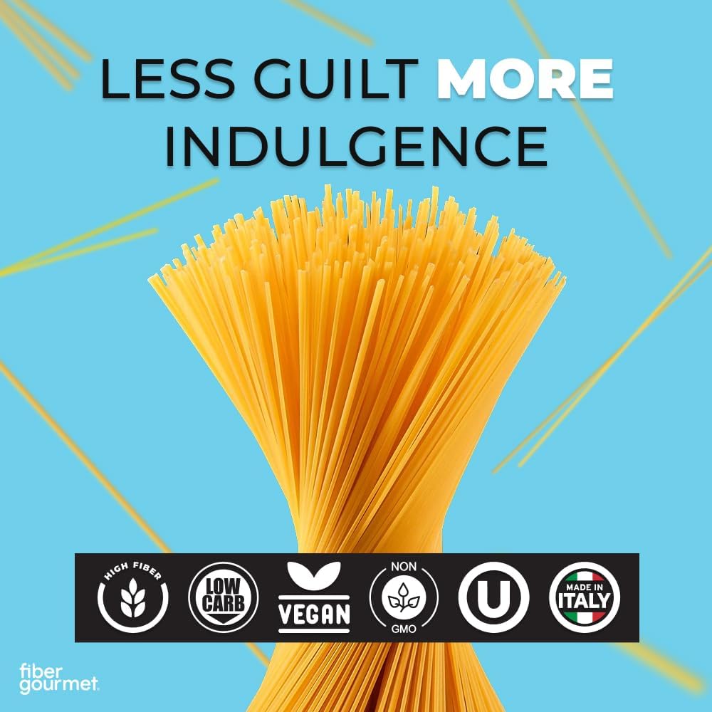 Fiber Gourmet Pasta | Light Spaghetti Pasta | Low Net Carb, Fiber-Rich, Low Calorie Healthy Pasta | Made In Italy, Kosher, Vegan