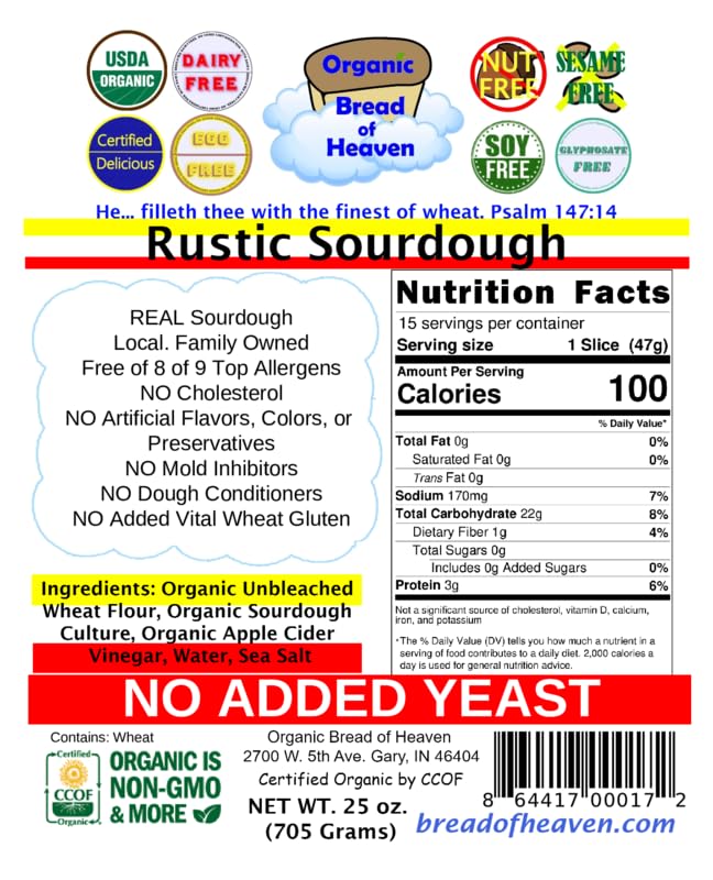Organic Bread of Heaven ~ Rustic Sourdough Bread - 2 loaves ~ USDA Organic