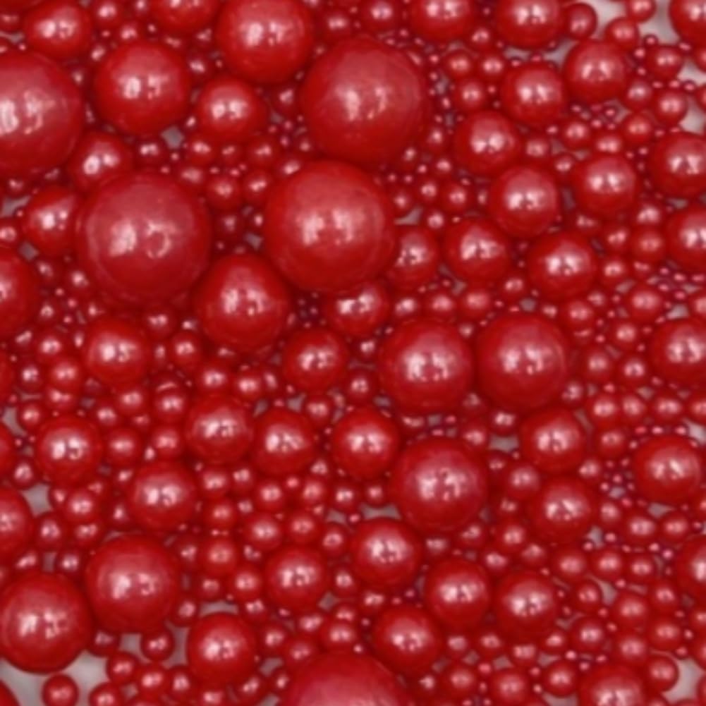 Gevog 1 Bottle Red Pearls Sprinkles Mixing Edible Cake Cupcake Sprinkles for Wedding Valentines Party Baking Cupcake Cookie Ice 