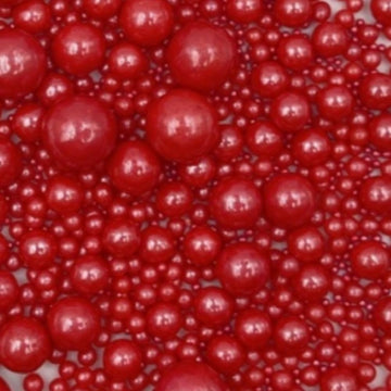 Gevog 1 Bottle Red Pearls Sprinkles Mixing Edible Cake Cupcake Sprinkles for Wedding Valentines Party Baking Cupcake Cookie Ice 