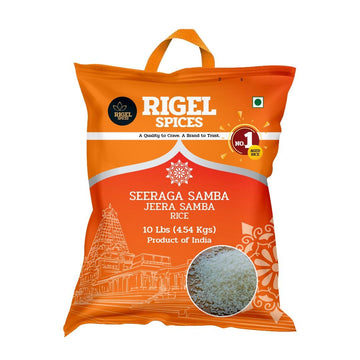 Rigel Spices Premium Seeraga Samba Rice - Aromatic Aged Short-Grain Rice, 10 lbs (4.54 kg) | Authentic South Indian Rice for Bir