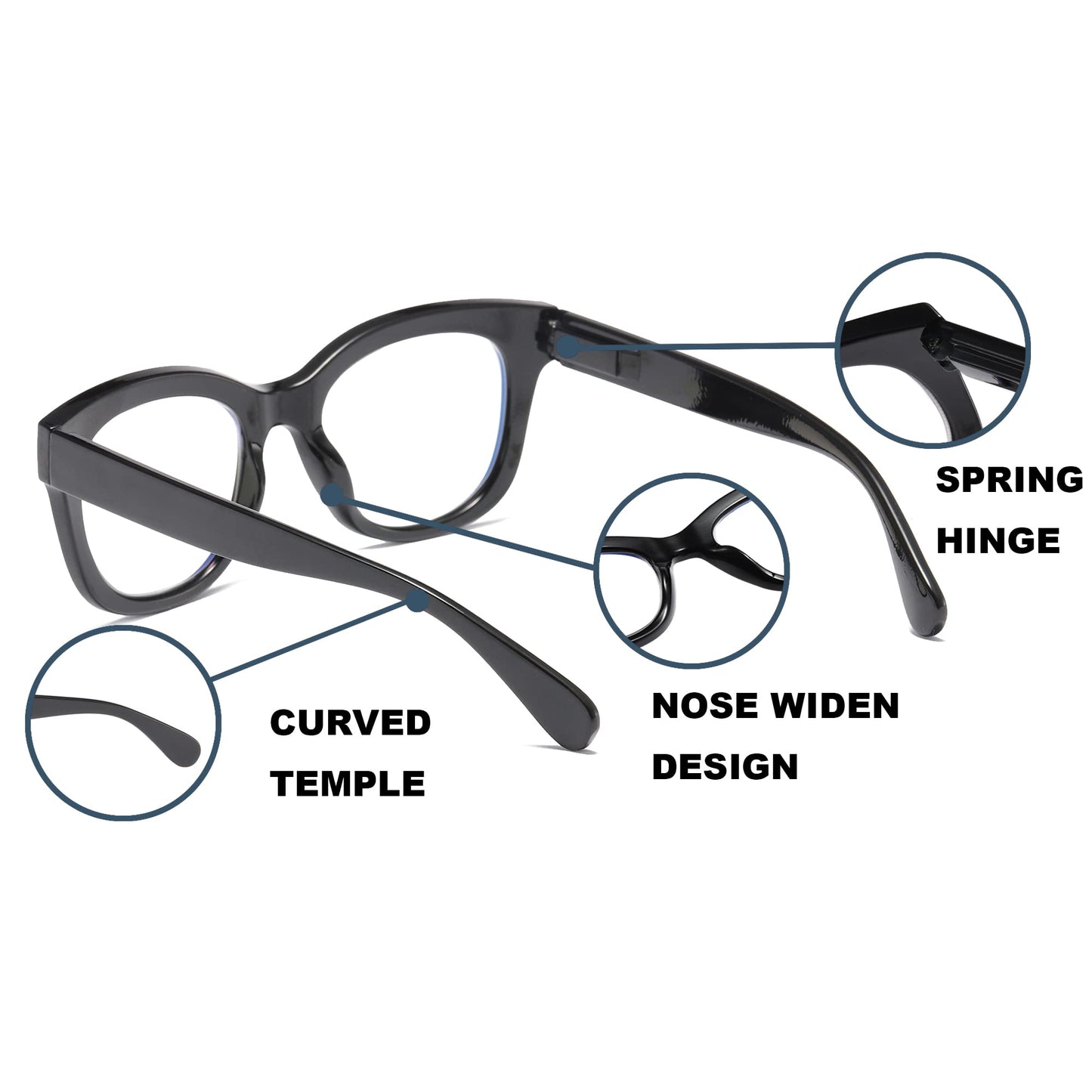 Zxyoo Oversized Reading Glasses For Women,3 Pack Blue Light Blocking Computer Spring Hinge Readers 125