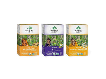 Organic India Calming Tulsi Herbal Tea Favorites - Ashwagandha, Honey Chamomile, Sleep - Holy Basil, Adaptogen, Vegan, Usda Cert
