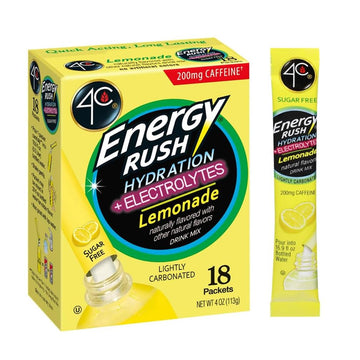 4C Energy Rush Psd With Electrolytes 18Ct Lemonade, Single Serve Water Flavoring Packets, On The Go Bundle