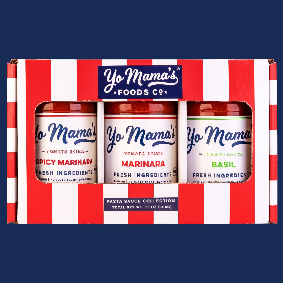 Yo Mamas Foods Gourmet Keto Gift Set And Care Package | Includes (1) Marinara Sauce (1) Tomato Basil & | (1) Spicy Marinara Sauc