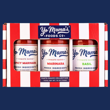 Yo Mamas Foods Gourmet Keto Gift Set And Care Package | Includes (1) Marinara Sauce (1) Tomato Basil & | (1) Spicy Marinara Sauc
