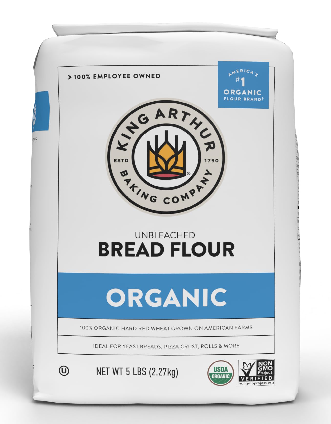 King Arthur Organic Unbleached Bread Flour, Non-GMO, 5 lb (Pack of 6)