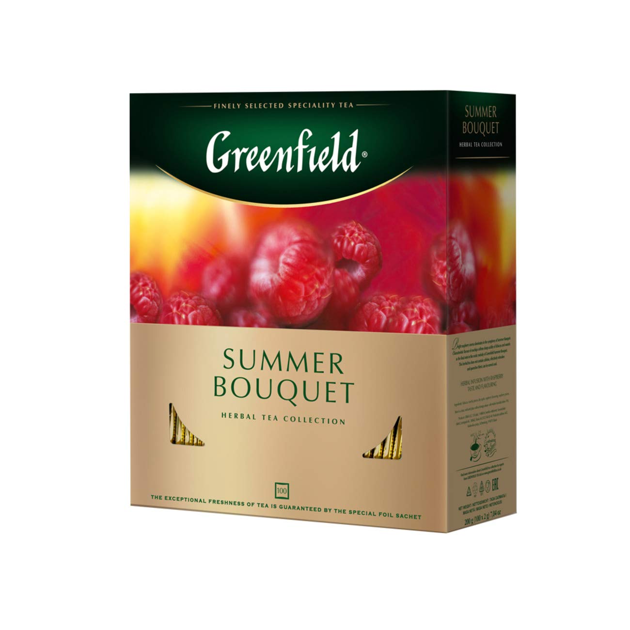 Greenfield Summer Bouquet Herbal Tea Collection Finely Selected Speciality Tea 100 Double Chamber Teabags With Tags In Foil Sach