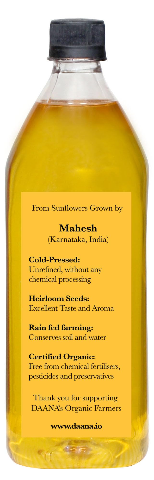 DAANA Sunflower Oil, USDA Organic, Extra Virgin, Cold Pressed, Non-GMO, 34 Fl oz (Pack of 1)