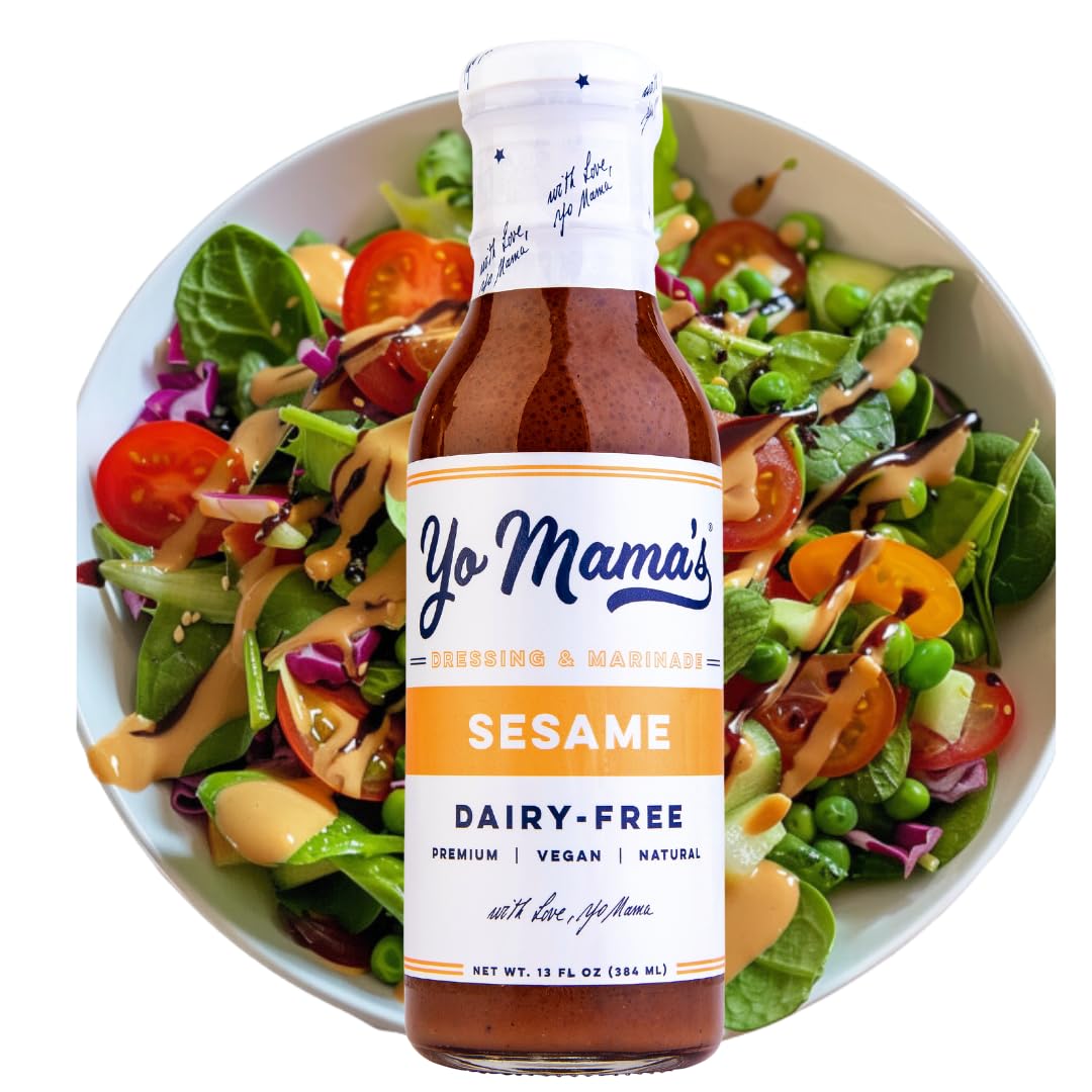 Yo Mama’s Foods Gourmet Asian Sesame Dressing - Low Carb, Low Sodium, Gluten-Free, 13 Ounce (Pack of 1)