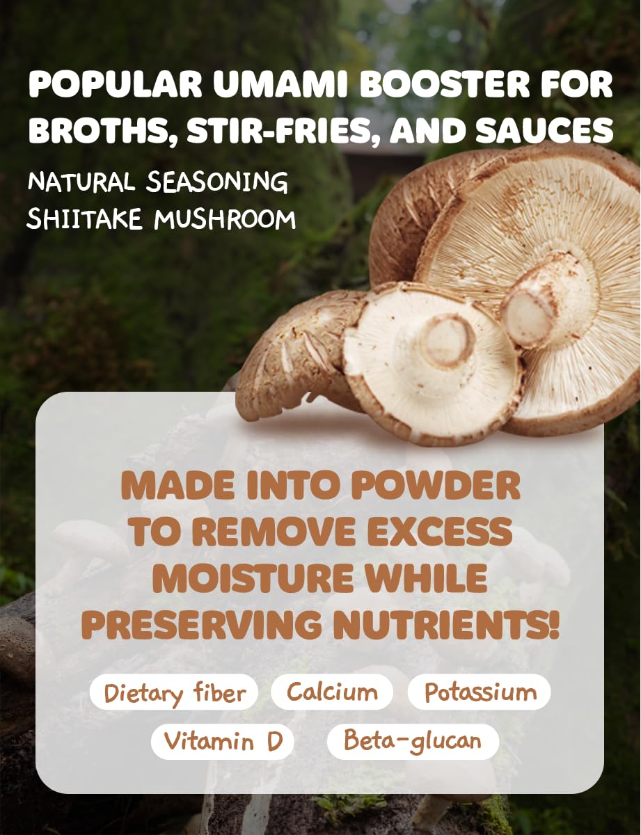 Nice Witch'S Korean 100% Pure Shiitake Mushroom Powder 3.53Oz/ 100G - All-Natural Flavor For Soups, Sauces, And Seasonings