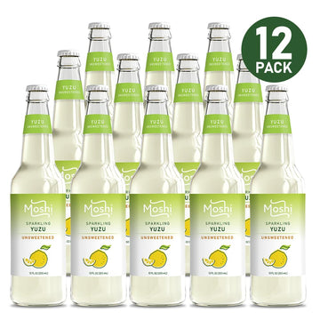 Moshi Sparkling Drinks - Unsweetened Yuzu Flavor - 12 Fl Oz (Pack of 12)