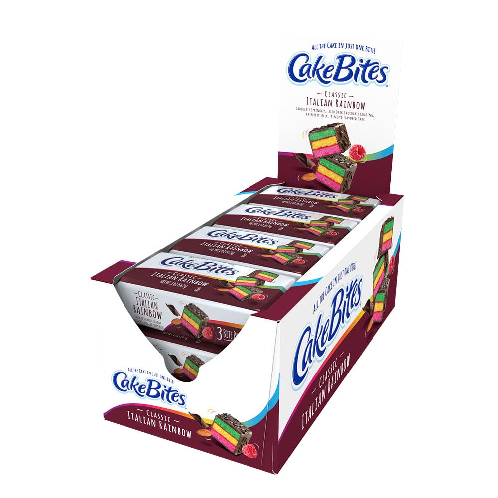 The Original Cakebites By Cookies United, Grab-And-Go Bite-Sized Snack, Italian Rainbow, 12 Pack Of 3 Cookies