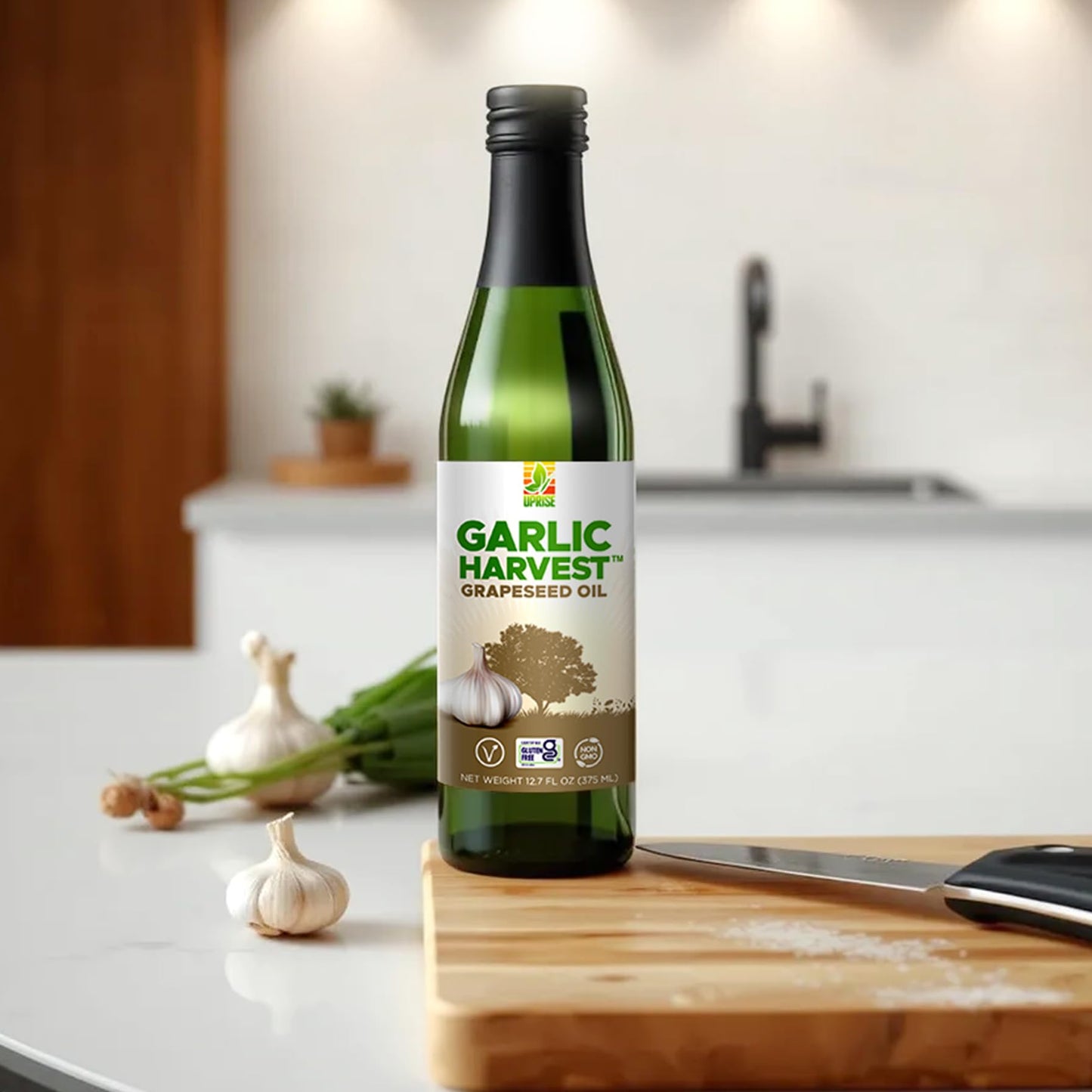 Garlic Harvest Grapeseed Oil 12.7 Oz (High Smoke Point, Gluten-Free, Non-Gmo, Healthy Evo Alternative)