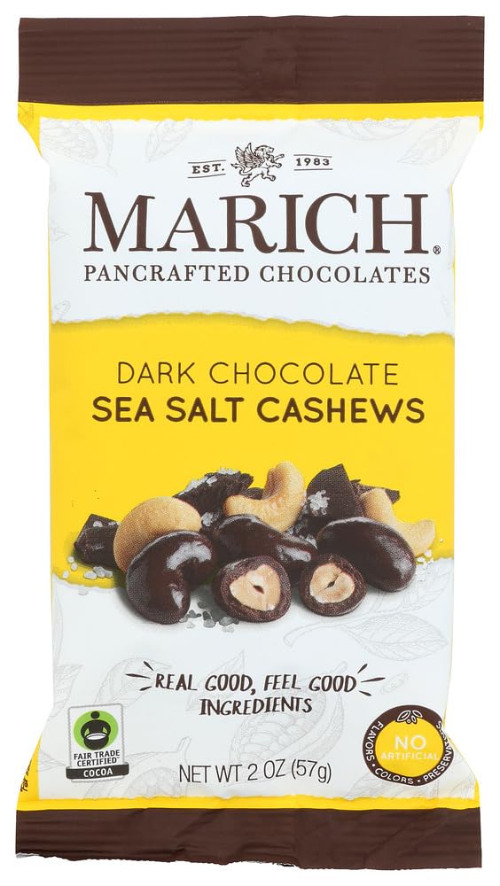 Marich enhanced Dark Chocolate Sea Salt Cashews, 2.3-Ounce (Pack of 12)