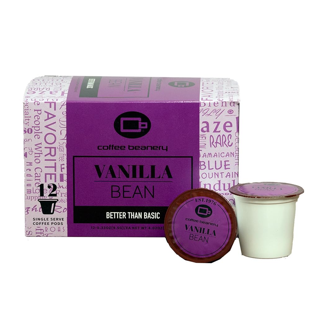 Coffee Beanery Vanilla Bean Coffee Pods - Medium Roast Arabica - 12 Count Pack