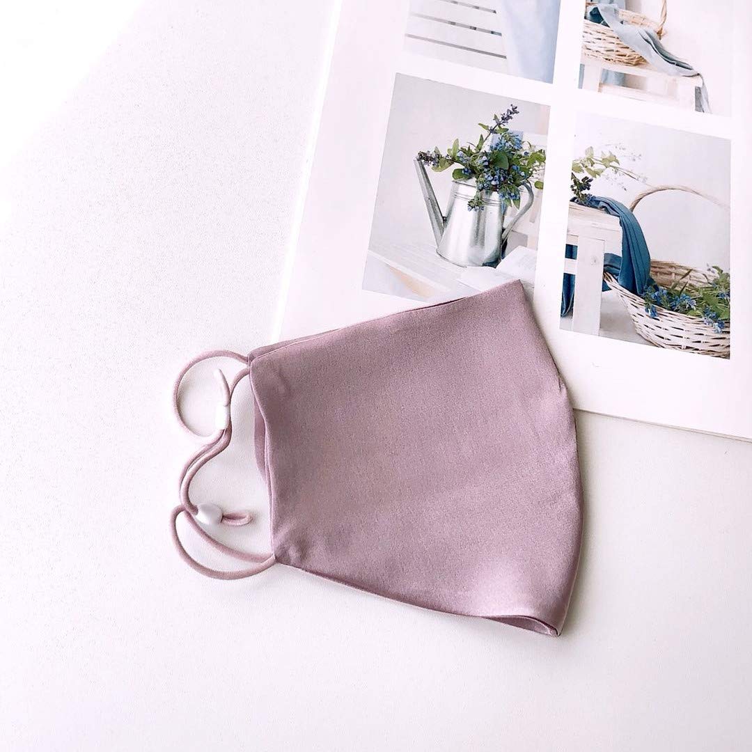 Roseward 100% Mulberry Silk Face Mask For Women Fashion Masks Reusable With Filter Pocket-Light Purple