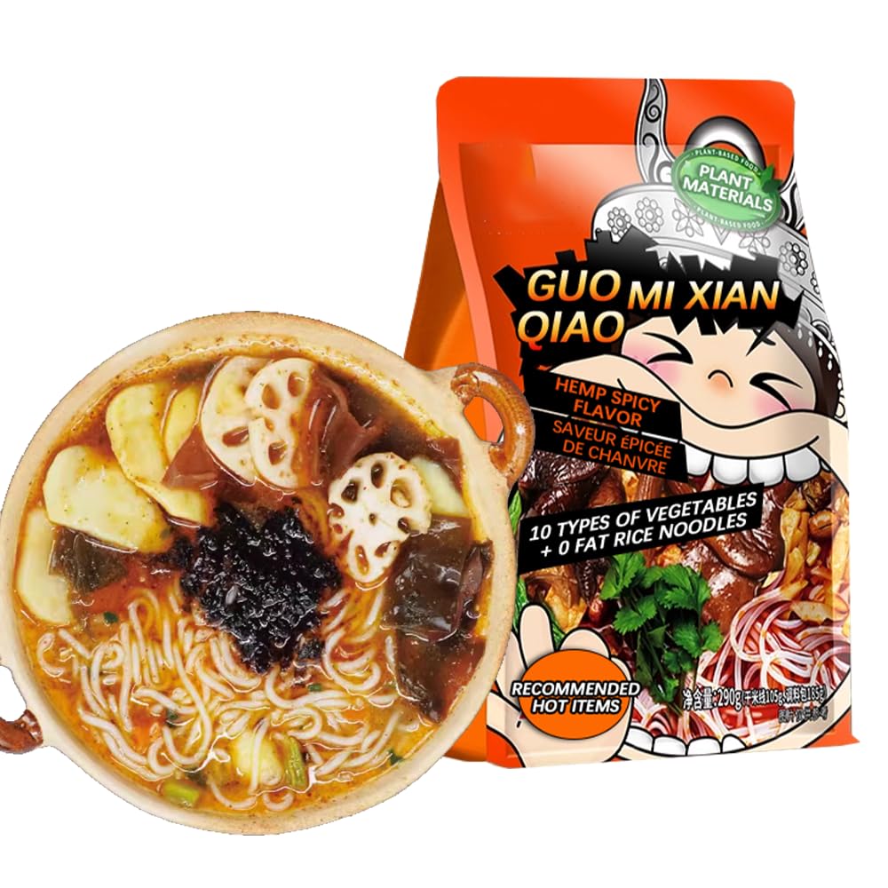 SIJIYUNLI Rice Noodles - Vegetarian, Pure Vegetable Ingredients, Hemp Spicy Flavor, 290g (10.23oz)