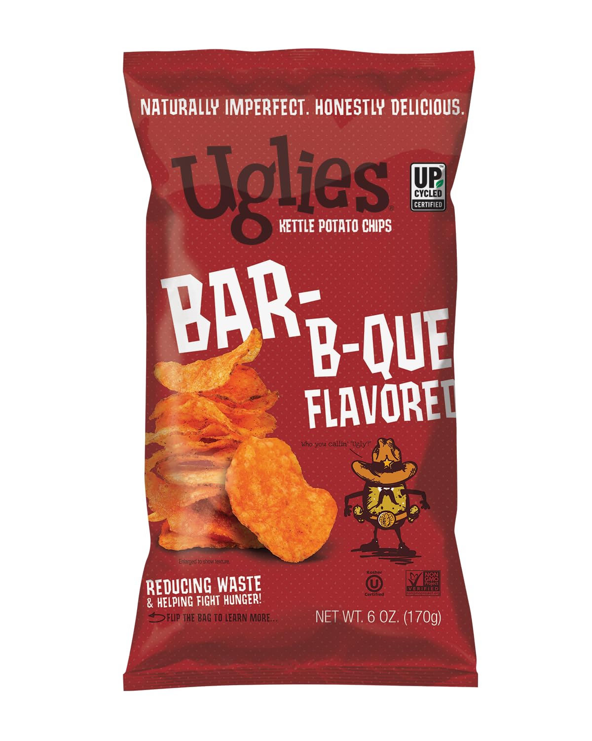 Uglies Kettle Cooked Barbecue Potato Chips - Gluten Free, Kosher, Non-GMO - 6 oz Bags (Pack of 4)