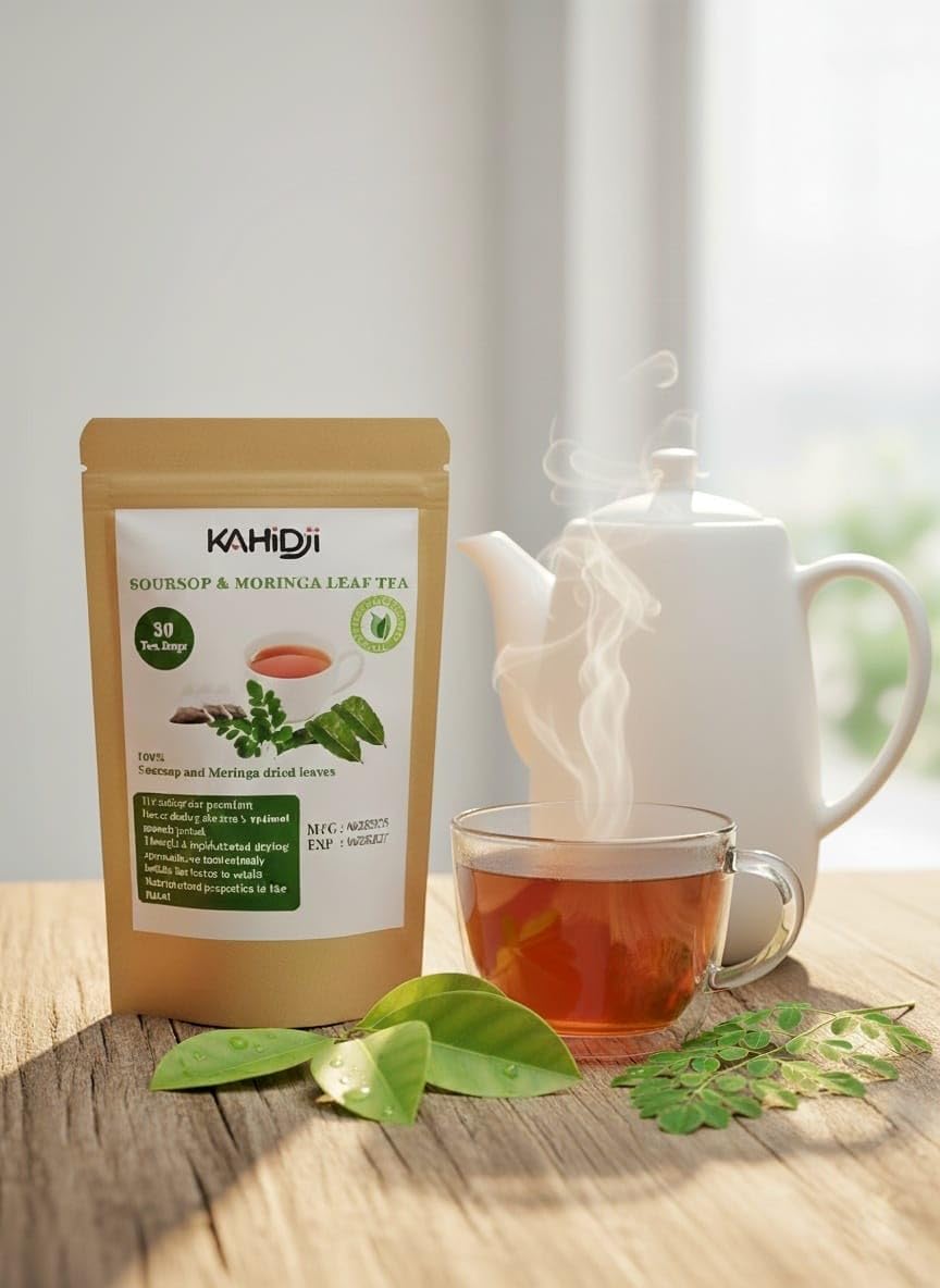 KAHIDJI Soursop & Moringa Leaves Tea - 30 Teabags - Green - Antioxidant-Rich Herbal Tea