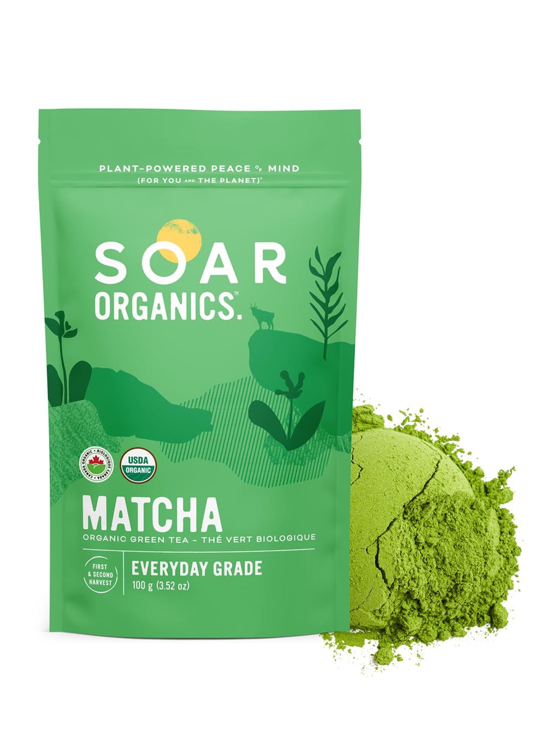 Soar Organics - Everyday Grade Matcha Green Tea Powder - Authentic Japanese Oriflavor Blend - First & Second Harvest Blend (3.52 Oz)