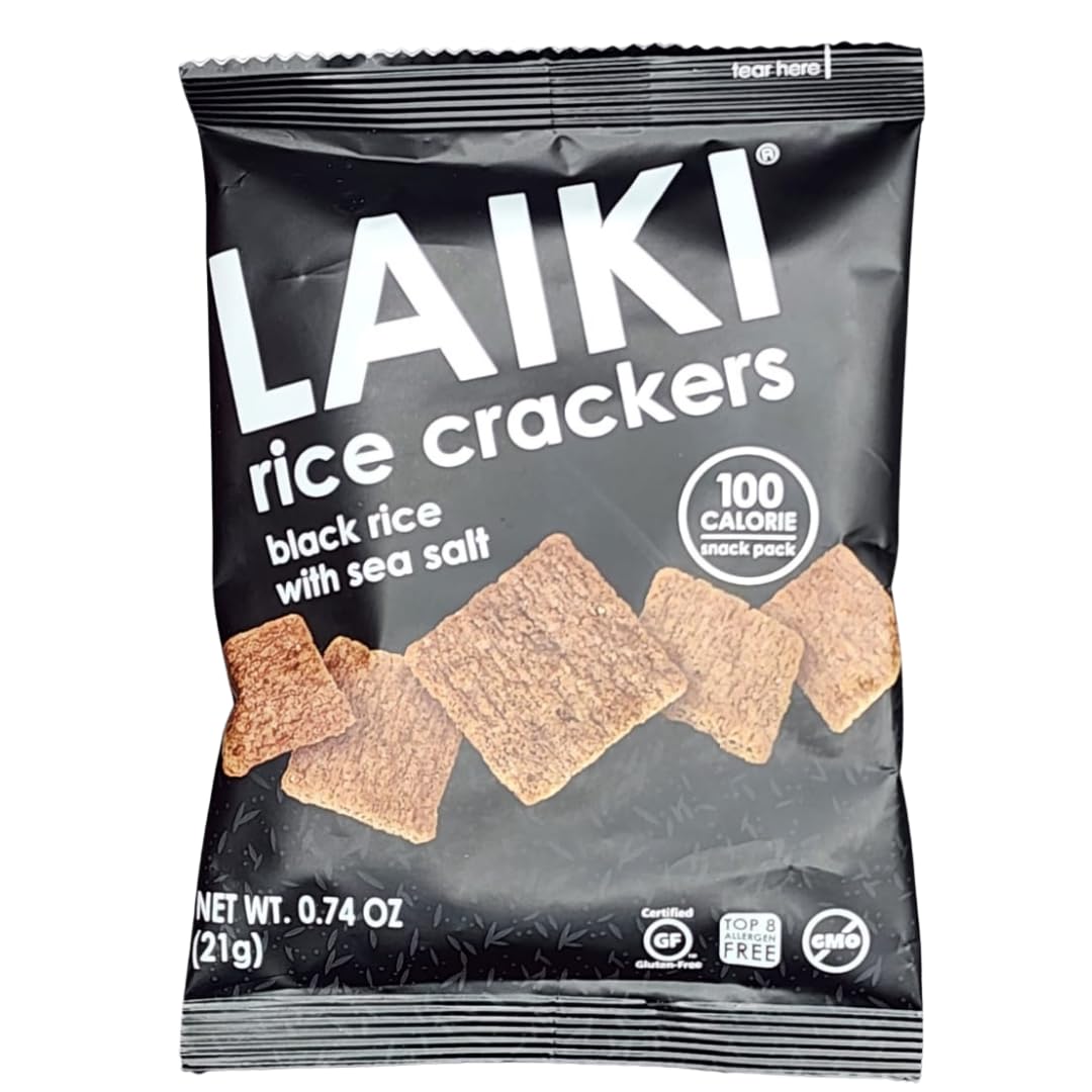 LAIKI Gluten Free Rice Crackers - Low Sodium Vegan Snack - 0.74 oz Pack of 30
