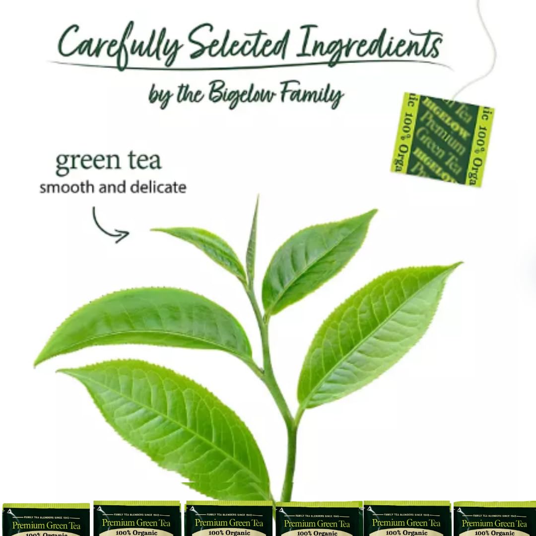 enhanced Bigeloww Organic Green Tea 160 Count  Individually Wrapped Tea Bags - For Daily Wellness & Antioxidant Boost - Packaged for Freshness