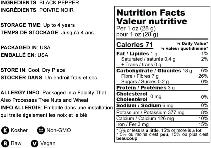 Food To Live Whole Black Pepper, 5 Pounds - Dried Peppercorns, Kosher, Vegan, Bulk Spice. Strong Pungent Flavor. Rich In Mineral