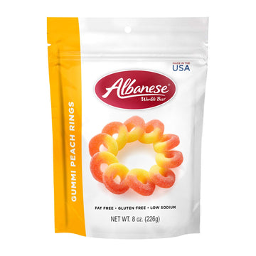 Albanese World'S Best Gummi Peach Rings, 8 Ounce Bag