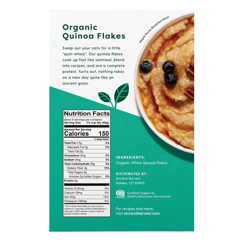 Ancient Harvest Organic Gluten-Free Quinoa Flakes, A Natural Substitution To Oatmeal Or Cereals, (1) 12 Ounce Box