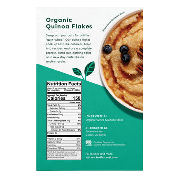 Ancient Harvest Organic Gluten-Free Quinoa Flakes, A Natural Substitution To Oatmeal Or Cereals, (1) 12 Ounce Box