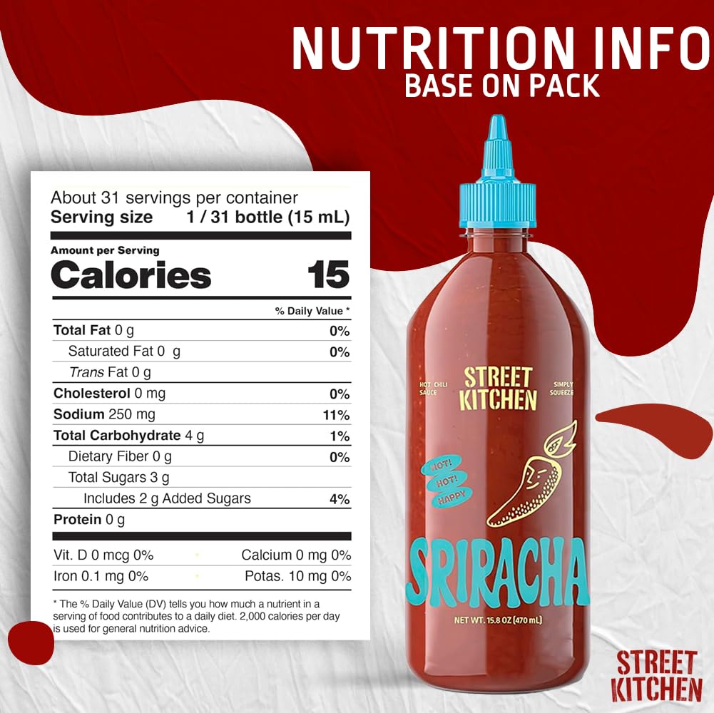 Street Kitchen Sriracha Sauce | Authentic Thai-Style Hot Sauce | Bold Garlic & Chili Flavor | Non-Gmo Ingredients | No Artificia