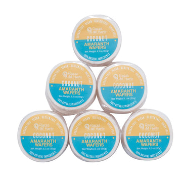 Ra  ces del Huerto. Amaranth Wafers Thins-Obleas - Low calorie Snack. (Coconut, 6 Pack)