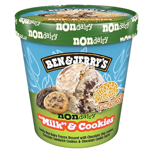 Ben & Jerrys Non-Dairy Milk & Cookies Vanilla Frozen Dessert Certified Vegan Pint 16 oz