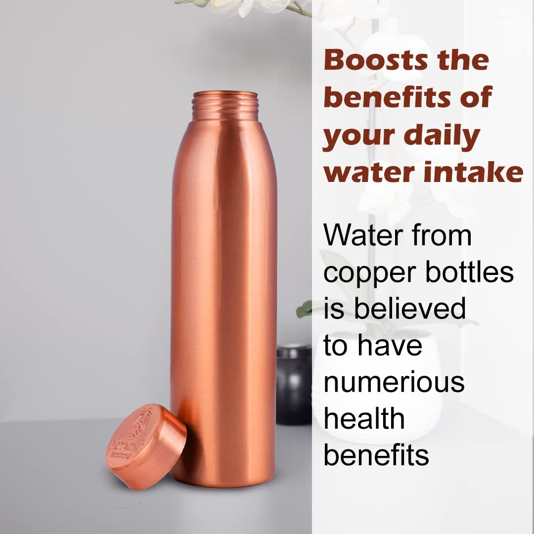 Norman Jr, Plain Copper Water Bottle 1 Ltr Extra Large - An Ayurvedic Pure Premium Copper Vessel- Drink More Water, Lower Your S