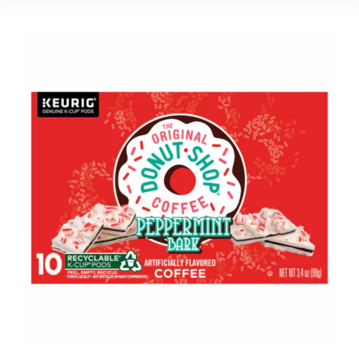 The Original Donut Shop Peppermint Bark Keurig Single-Serve K-Cup Pods, Light Roast Coffee (1 box of 10 pods)