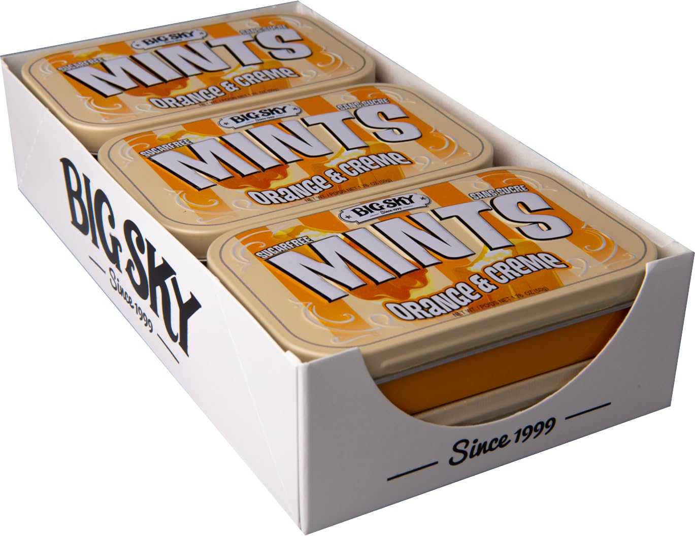 Big Sky Sugar Free Mints Orange & Cream | Sugarfree, No Artificial Colors Or Flavors | Kosher Certified, Vegan, Gluten Free | As